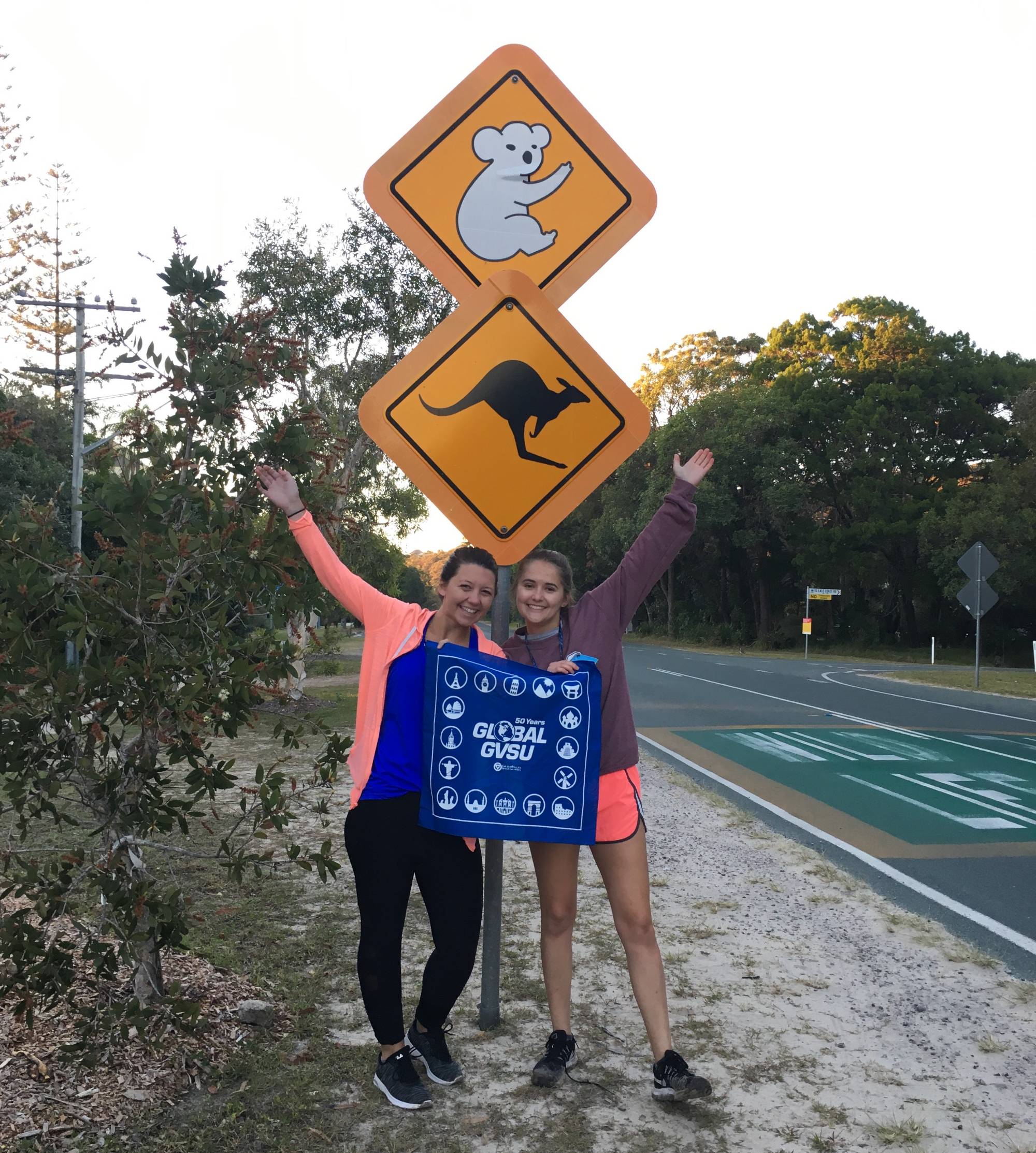 Students with Koala Crossing Sign